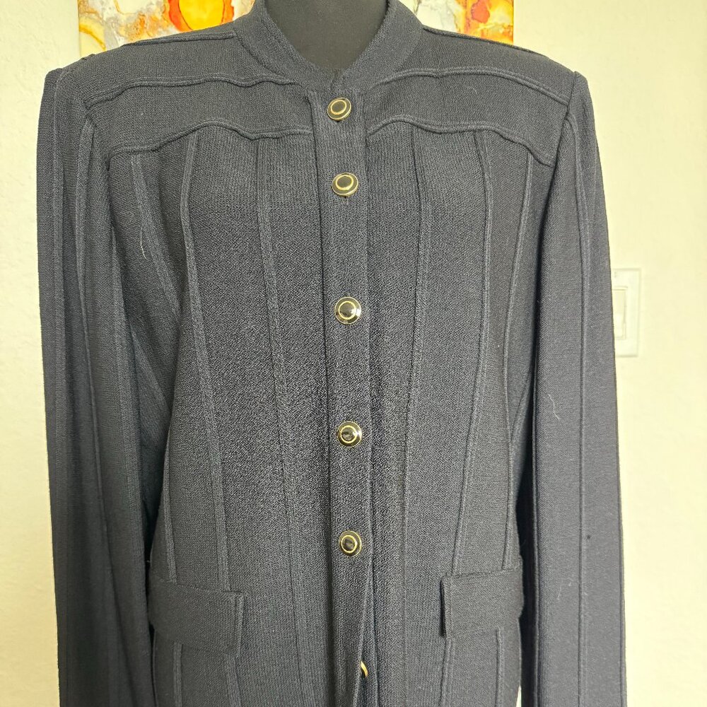 St. John Black knit box jacket and skirt size 14